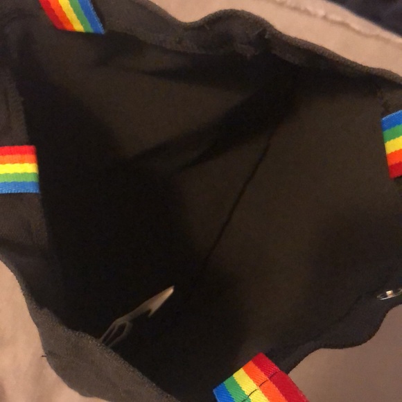❗️Blank canvas mini tote bag with double rainbow strap in black NWOT - Picture 3 of 4